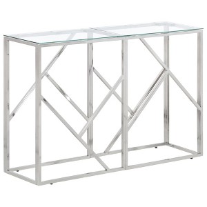 vidaXL Console Table Silver Stainless Steel and Tempered Glass - 1 of 4