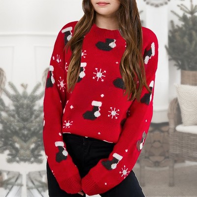 thumbnail image 2 of Ugly Christmas Sweater- Women Girls Vintage Knit Reindeer Xmas Sweater Vest Deerskate Black Cg185lgq58z 2 of 10