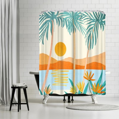 Americanflat Bali Sunset Sq by Modern Tropical 71" x 74" Shower Curtain