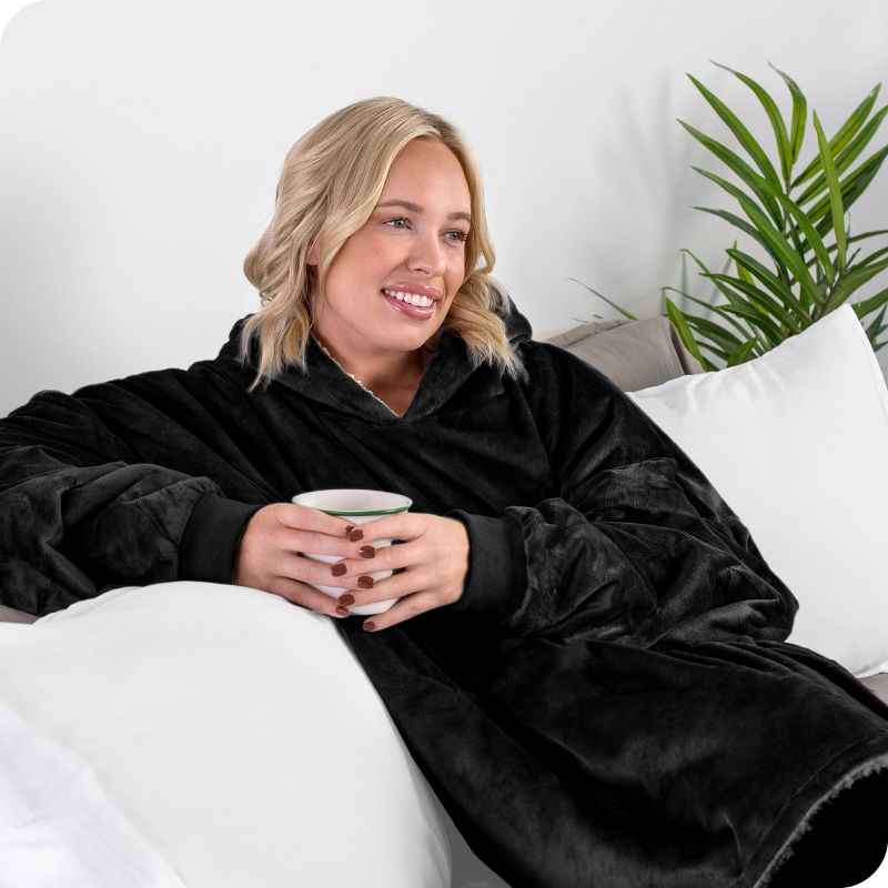 Fleece Wearable Blanket with Sleeves by Bare Home, 3 of 8