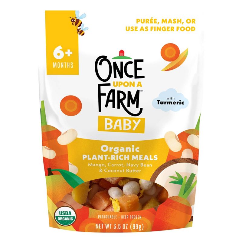 Once Upon a Farm Baby Organic Frozen Plant-Rich Meals with Mango, Carrot, Navy Bean &#38; Coconut Butter - 3.5oz, 1 of 6