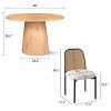 5-Piece Round Dining Table Set, 46'' Pedestal Table with 4 Rattan Cane Back Dining Chairs, Modern Farmhouse & Boho Kitchen Set-Maison Boucle - 2 of 4