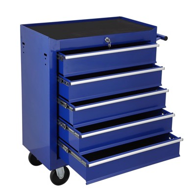 5-Drawers Rolling Tool Box With Wheels, Tool Storage Cabinet With Lock