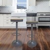 AmeriHome Round Adjustable Height Bar Stools with Wood Seat – Natural Stain - 3 of 4