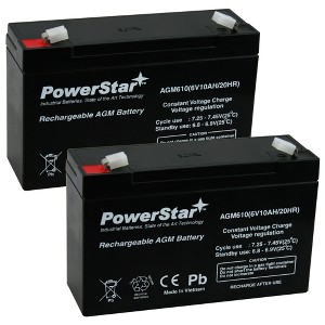 PowerStar 2 Pack - 6V 10Ah UB6120 UPS Battery replaces 10ah Enduring 3FM10 - 1 of 1