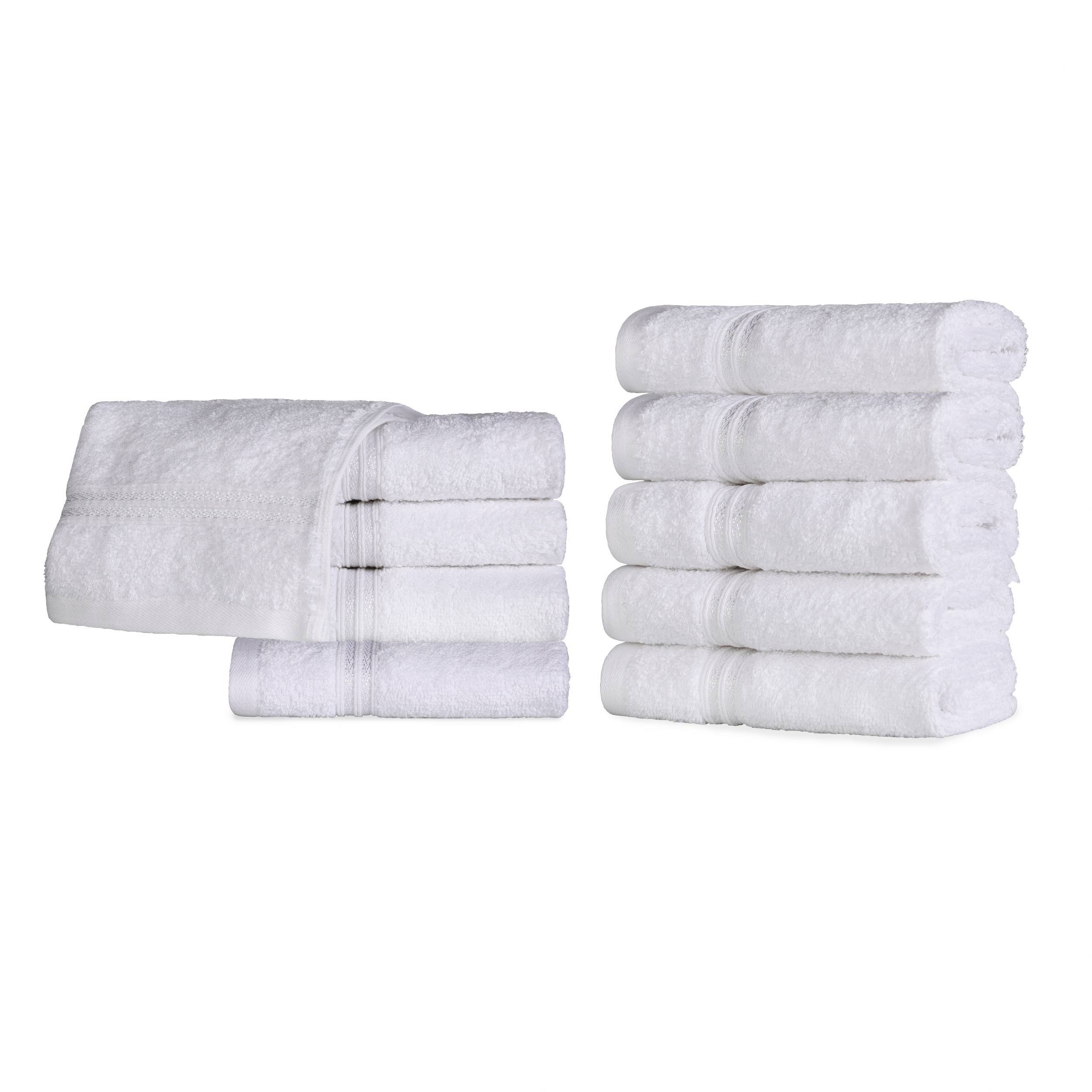 Egyptian Cotton Absorbent Luxury Heavyweight Face Towel/Washcloth Set of 10, White - Blue Nile Mills