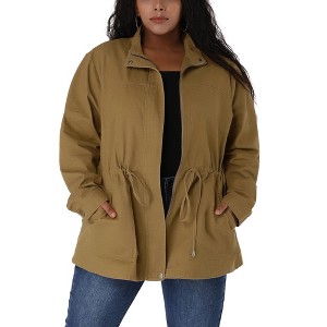 Agnes Orinda Women's Plus Size Winter Zipper Drawstring Waist Long Sleeve with Pockets Fashion Jackets - 1 of 4