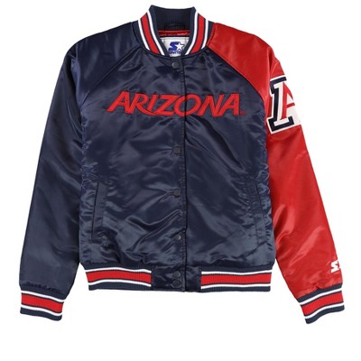 STARTER Womens University of Arizona Satin Varsity Jacket, Blue, Small