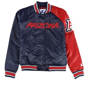 STARTER Womens University of Arizona Satin Varsity Jacket, Blue, Small - 1 of 2
