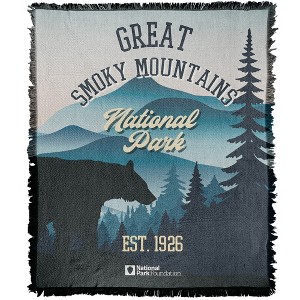 National Park Foundation  Great Smokey Mountains National Park Sticker Blanket 50"x60" Woven Tapestry - 1 of 4
