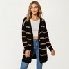 Anna-Kaci Women's Long Sleeve Striped Knit Button Front Cardigan with Soft Textured Feel and Relaxed Drop Shoulder Fit - 2 of 4