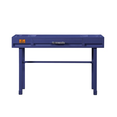 Cargo Blue Metal & Wood Vanity Desk with Storage Drawer