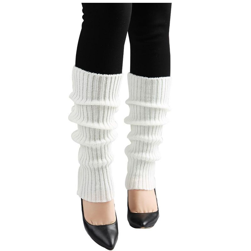Allegra K Women's Knitted Solid Color Warm Knee High Length Ribbed Leg Warmers, 2 of 7
