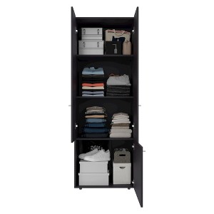 Tuhome,3 Door Closet System Hanging Rod Clothes Interior Shelves