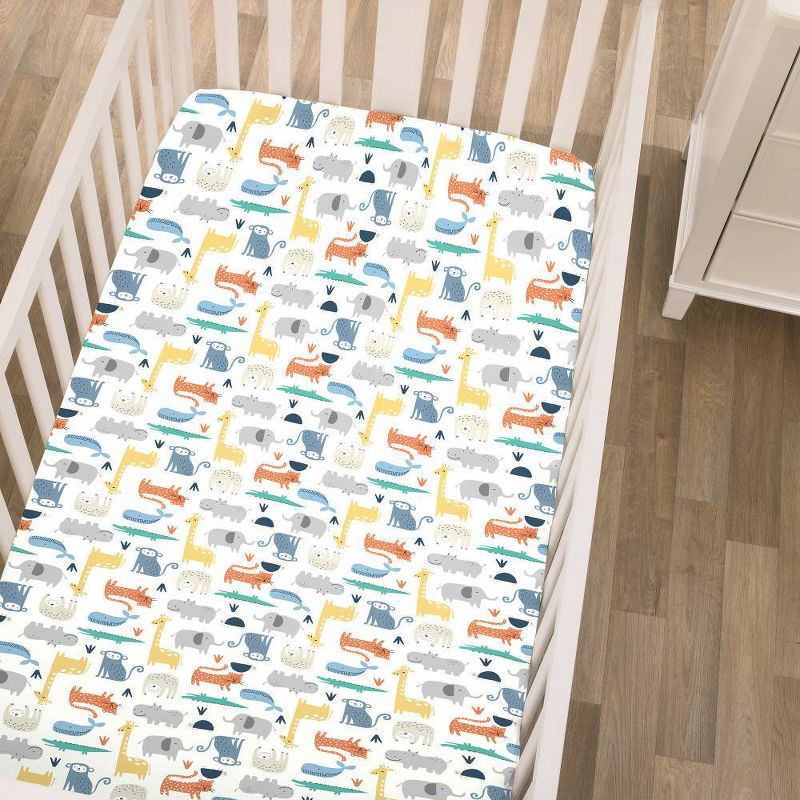 Carter&#39;s Colorful Modern Safari Animals Super Soft Fitted Crib Sheet, 3 of 6