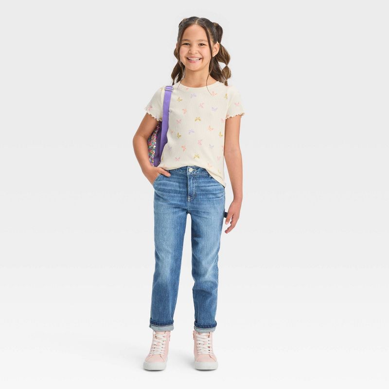 Girls' High-Rise Carpenter Ankle Straight Jeans - Cat & Jack™, 4 of 12