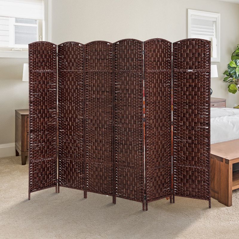 HOMCOM 6' Tall Wicker Weave 6 Panel Room Divider Privacy Screen, 2 of 7