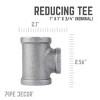 Pipe Decor 1 in. x 1 in. x 3/4 in. Black Reducing Tee - 3 of 4
