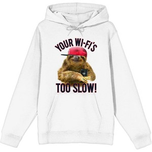 Playful Sloth - Your Wi-Fi's Too Slow! Adult Long Sleeve Hoodie - 1 of 2