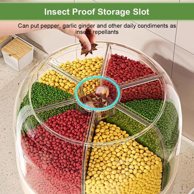 Aeelleea Rotating Rice Dispenser, 6-Grid Cereal & Grain Storage Bin, One-Click Dispensing Food Container, Airtight Moisture-Proof Kitchen Organizer Small — фото 7