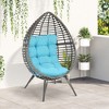 Outsunny Patio Wicker Lounge Chair with Soft Cushion, Outdoor/Indoor PE Rattan Egg Teardrop Cuddle Chair with Height Adjustable Knob for Garden - 2 of 4