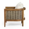 Christopher Knight Home Burchett Outdoor Acacia Wood and Rattan Club Chair with Cushions - 4 of 4