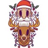 Junior's Design By Humans Santa and The Reindeer By PentoolKnight T-Shirt - 2 of 3