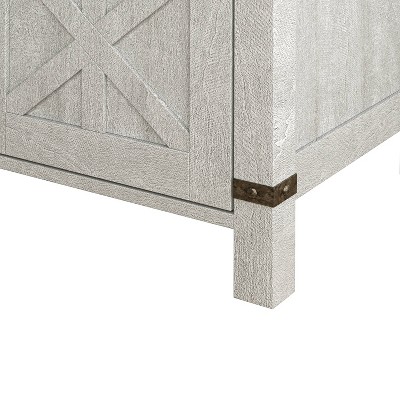Farmhouse White and Brown Wood End Table with Storage