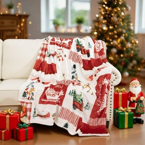 Lomsoe Christmas Throw Blanket, Holiday Christmas Reindeer Santa Claus Soft Flannel Blanket, Warm Cozy Winter Throw Blanket. - 1 of 4