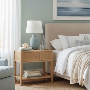PAGED Wooden Nightstand with Drawer and Open Shelf, Modern End Table Bedside Storage Cabinet for Bedroom, Living Room - 1 of 4