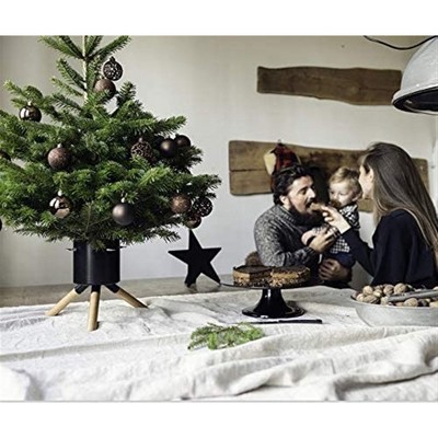 Black Metal and Beech Wood Scandinavian Christmas Tree Stand