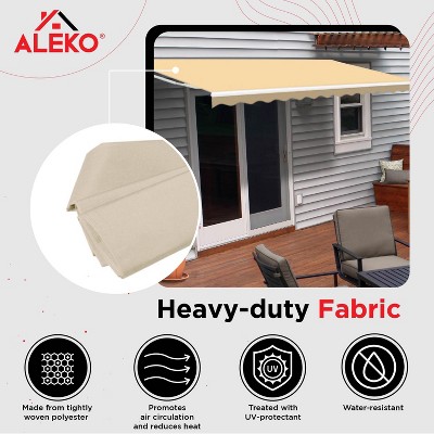 Ivory 10' x 8' Retractable Patio Awning Fabric Replacement
