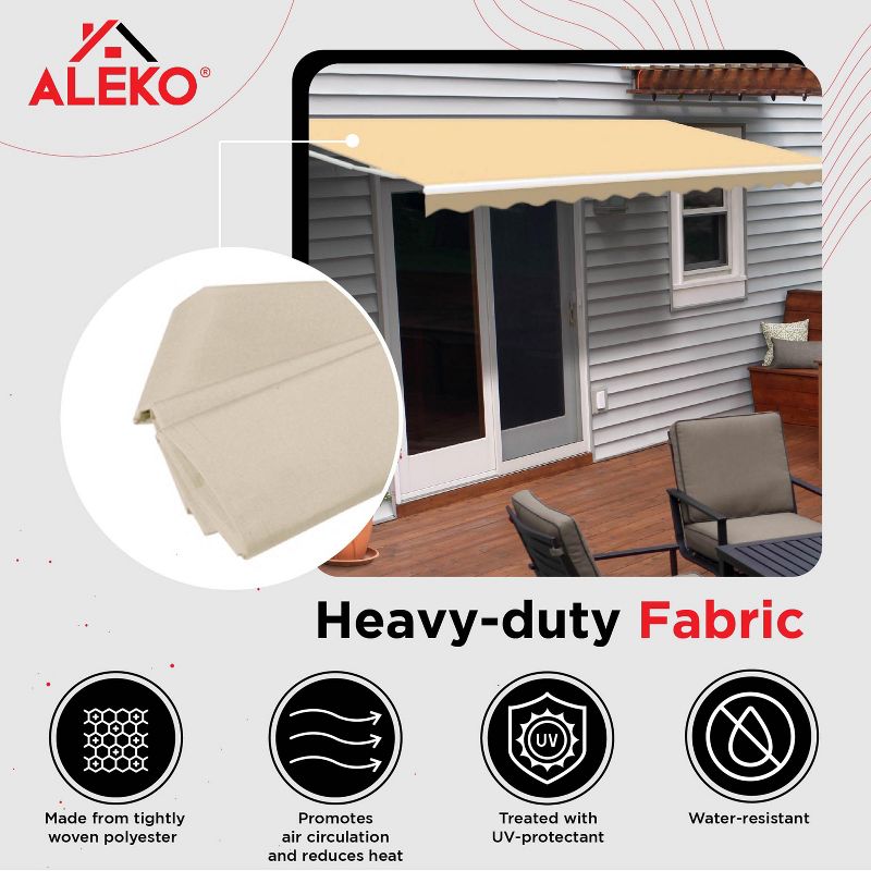 ALEKO 13 x 10 feet Retractable Black Frame Home Patio Canopy Awning 13'x10', 4 of 10