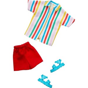 Barbie Ken Doll Clothing, Ken Fashion Pack with Striped Shirt, Red Shorts & Sandals (1 Outfit) - 1 of 3