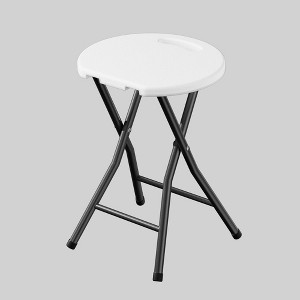 VECELO 18 in. Portable Folding Chair with Handle, Heavy Duty Round Fold Stool Chair, Foldable Stool for Indoor or Outdoor, Black/White - 1 of 4