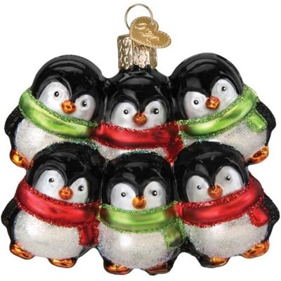 Old World Christmas Blown Glass Ornament for Christmas Tree, Penguin Family Of 6 (with OWC Gift Box)
