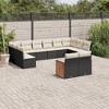 vidaXL 12 Piece Patio Sofa Set with Cushions Black Poly Rattan - Black and Cream Without Table - 2 of 4