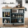 Whisen Modern Kitchen Island with Foldable Counter Top, Slide-Out Shelf, Drawer and Towel Rack - 4 of 4