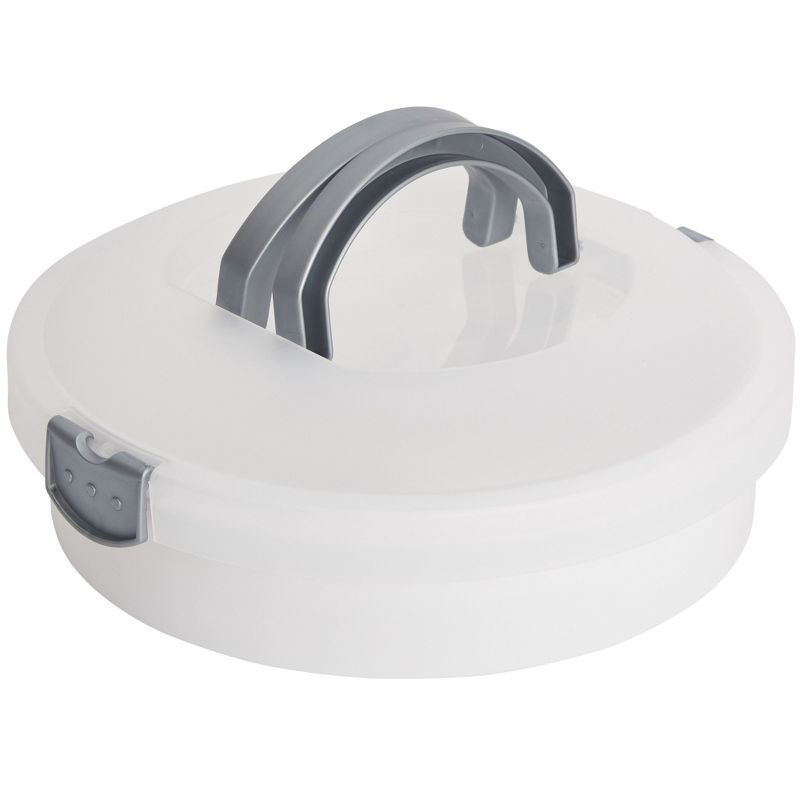 Juvale Round Cake Carrier with Lid and Handle for Desserts, Pies, Cupcakes, Deviled Eggs, White, 12 x 4 In, 1 of 10