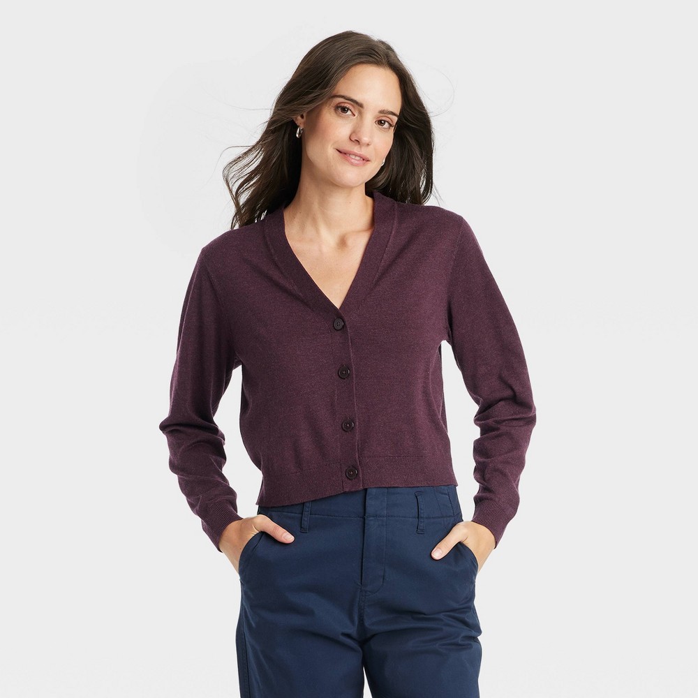 Women's Button-Front Cardigan - A New Day™ Burgundy M