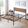 Farmhouse Bed Frame with Headboard & Footboard, Durable Metal Platform Bed with Strong Wood Slats Support, Noise Free, No Box Spring Needed - 4 of 4