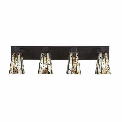Toltec Lighting Apollo 4 - Light Vanity in  Dark Granite with 5" Square Fiesta Art Glass Shade