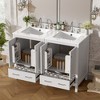 Vynxaria 48-Inch White Bathroom Vanity - Dual Undermount Ceramic Sinks, 4 Soft-Close Doors, 2 Divided Drawers, Double-Layer Shelves - 2 of 4