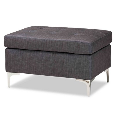 Riley Fabric Upholstered Ottoman Gray/Silver - Baxton Studio