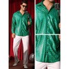 Lars Amadeus Men's Long Sleeves Party Nightclub Patterned Shiny Metallic Shirts - 4 of 4