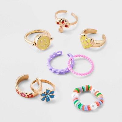 Girls&#39; 8pk Smiley Flip Ring Set - art class&#8482;