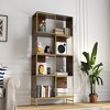 4 Tier Bookshelf, Modern Bookcase For CDs Books Movies, Asymmetrical Book Storage Organizer Space-Saving For Living Room Bedroom Office Kitchen - 2 of 4