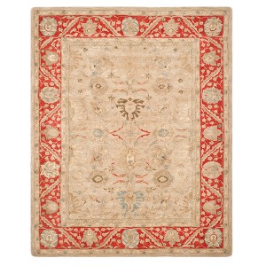 Taupe/Red Floral Tufted Area Rug 9