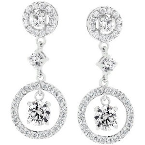 ShineHigh Dew Drop Dangle Earrings for Women – Rhodium-Plated Round Cut Cubic Zirconia Earrings with Butterfly Back and Elegant Multi-Stone Design - 1 of 1