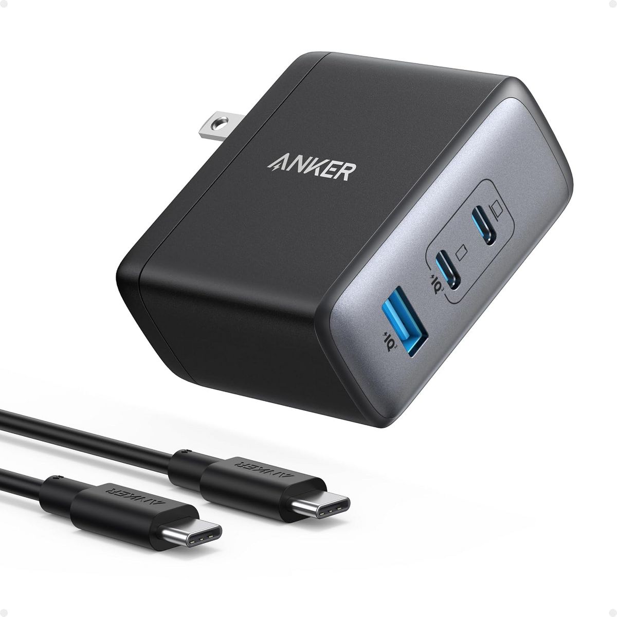 Anker Nano 100W MacBook Charger, 3-Port Fast Compact GaN USB Charger Block for MacBook Pro/Air, Pixelbook, ThinkPad, Dell XPS(Black, 1 Pack & 1 Cable)